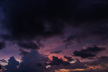 Twilight sky with colorful and cloudy from strom coming