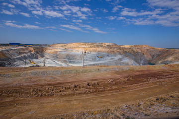 Gold and silver ore open pit quarry mining technology with machines