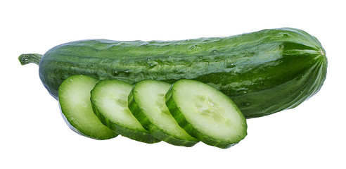 Fresh cucumber isolated on white background with clipping path