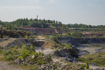 Obraz premium Limestone ore open pit quarry mining technology