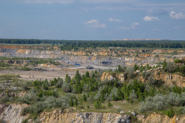 Fototapeta premium Limestone ore open pit quarry mining technology