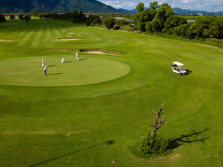 Fototapeta premium Golf course in river bed