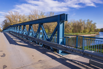 Steel bridge spanning River Morava, border between Slovakia and Austria