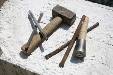 Sculptor tools of marble