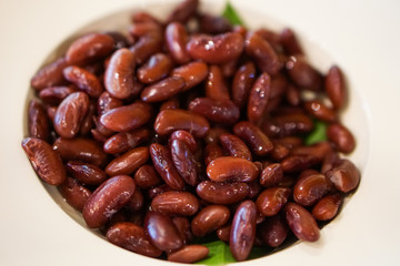 Beautiful close up Red bean cooked in a bowl.