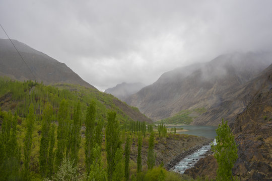 Gupis valley Pakistan in the cloudy day