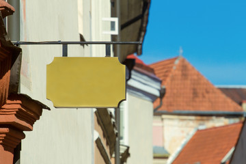 Mock up. Empty signboard of store or restaurant on the wall