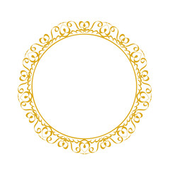 Decorative frame. Elegant vector element for design in Eastern style, place for text. Golden outline floral border. Lace illustration for invitations and greeting cards