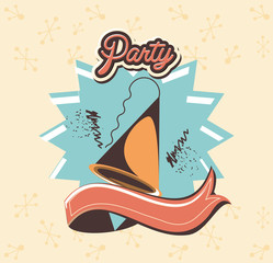 retro party card with hat