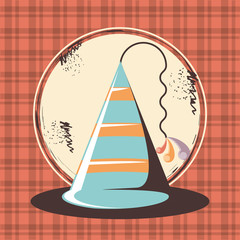 retro party card with hat