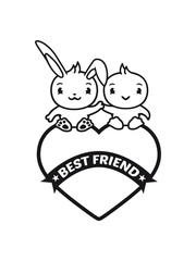 hase huhn küken vogel kaninchen sterne herz best friends text logo freunde beste liebe paar 2 team crew duo zusammen bleiben spaß freundin freund treu
