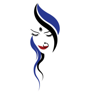 recommend clip art: 
                    Illustration depicting a woman's face with Indian ornaments