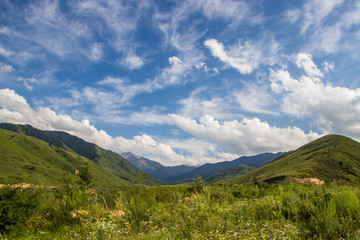 Naklejka na ściany i meble Mountains landscape of the Kaskelen gorge in the Tien-Shan Mountains, Almaty, Kazakhstan