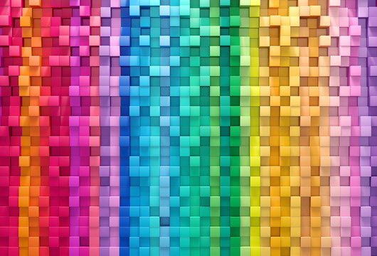 3D rendering abstract background colorful cubes wall