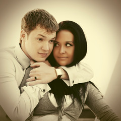 Happy young couple in love outdoor