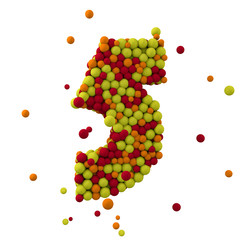 Number 5 is made of brown woolen balls, isolated on white, 3d rendering