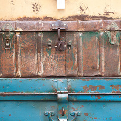 two old shabby suitcases