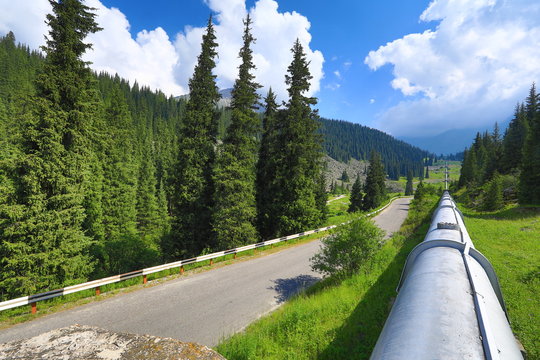 oil pipeline in the mountains