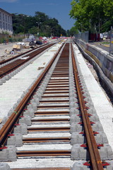 Naklejka premium chantier- construction d'une ligne de tramway