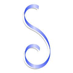 Blue festive ribbon mockup. Realistic illustration of blue festive ribbon vector mockup for web design isolated on white background