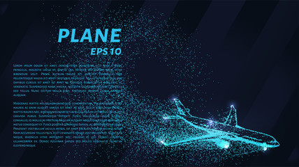 The plane of the particles. Passenger plane consists of small circles