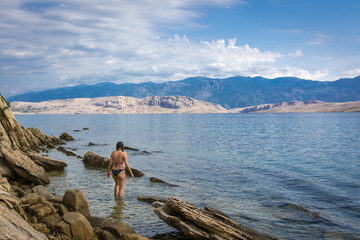 On a rocky beach