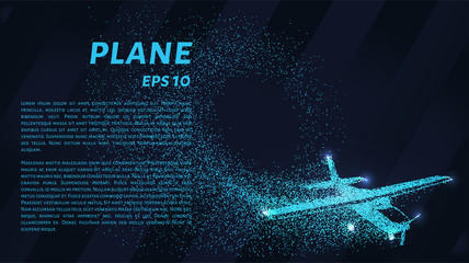 The plane of the particles. Passenger plane consists of small circles