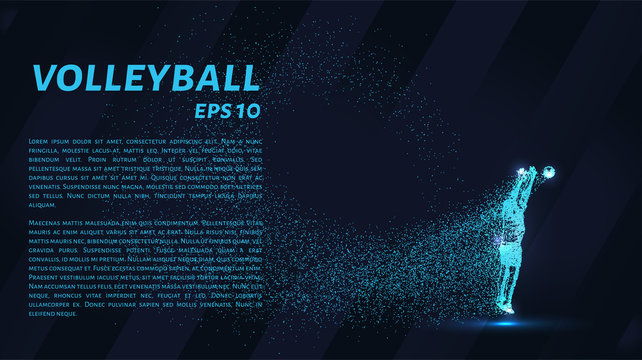 Volleyball player of the particles. Volleyball consists of circles and points.