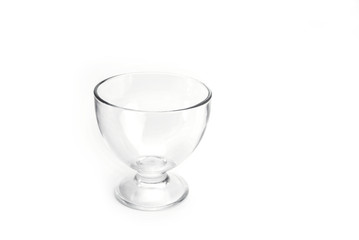 Empty Glass of Ice Cream or pudding on the white