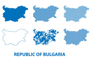 map of Republic of Bulgaria - vector set of silhouettes in different patterns