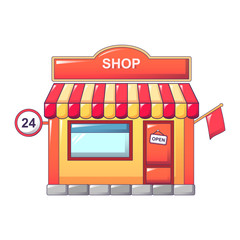 24 hours street shop icon. Cartoon of 24 hours street shop vector icon for web design isolated on white background