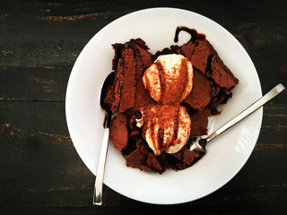 Brownies with Vanilla Ice Cream
