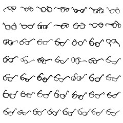 Glasses forms icons set. Simple illustration of 50 glasses forms vector icons for web