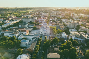 Aerial view of Kaunas city center, Lithuania