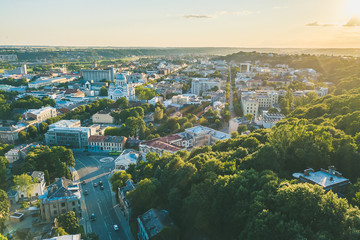 Aerial view of Kaunas city center, Lithuania
