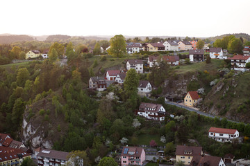 Overview of the historic old town of Pottenstein in Germany