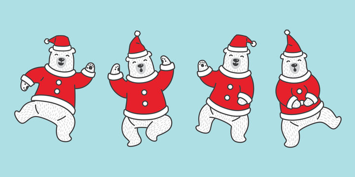 Bear vector Christmas polar bear Santa Claus hat icon logo teddy cartoon illustration character doodle