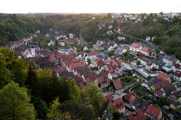 Fototapeta na wymiar Overview of the historic old town of Pottenstein in Germany