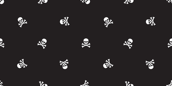 pirate seamless pattern vector crossbones Halloween skull isolated background wallpaper black