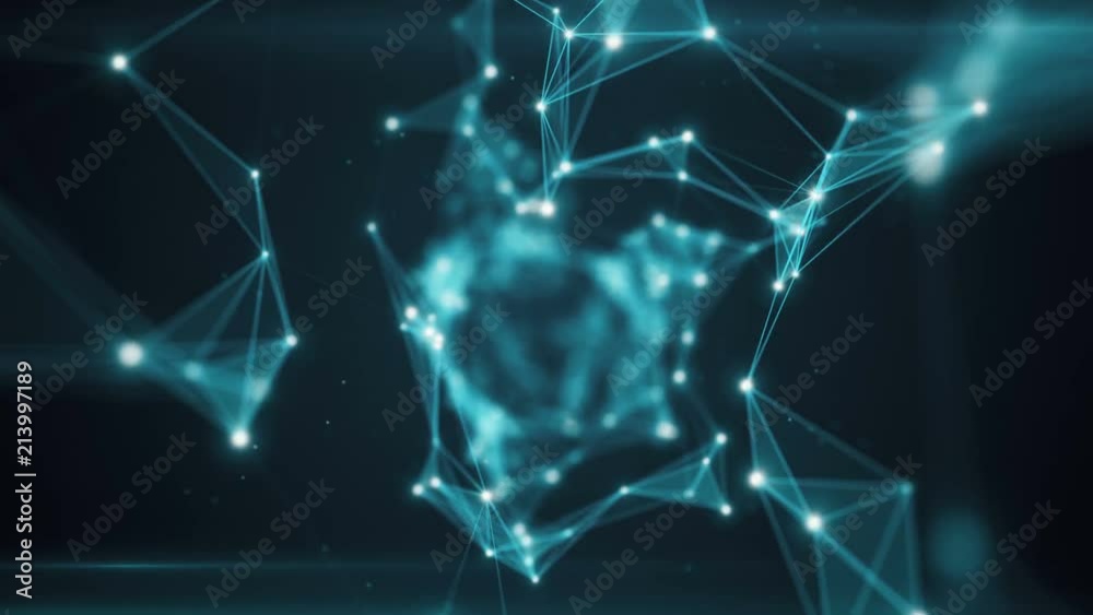 Wall mural abstract technology space background geometry surfaces lines and points