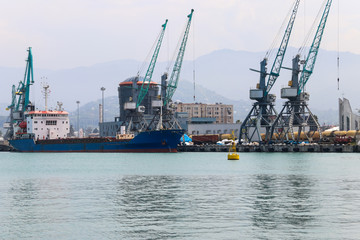 Obraz premium Cargo port on Black Sea in Batumi, Georgia