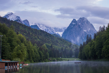 Fototapeta premium Lake resort in the Alps