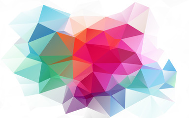 Multicolor background of triangles. On a white background