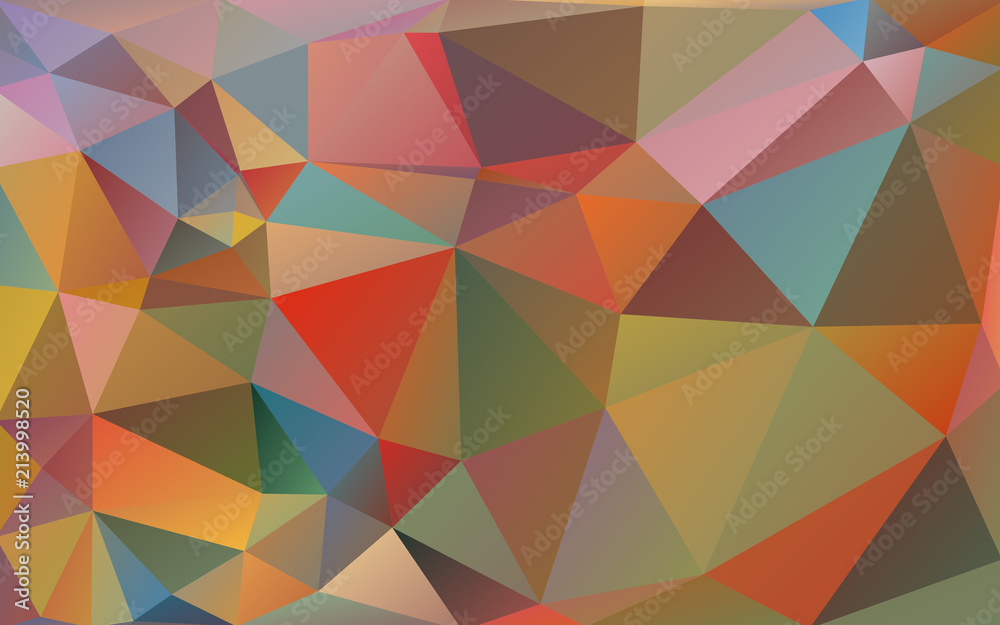 Wall mural multicolor background of triangles. bright colors, festive abstract background