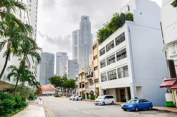 Rolgordijnen City street of Singapore downtown © joyt