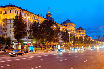 Fototapeta premium Traffic central Khreshchatyk street, Kiev
