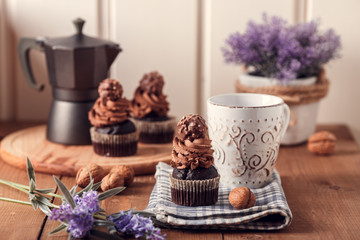 Tasty chocolate cupcakes.
