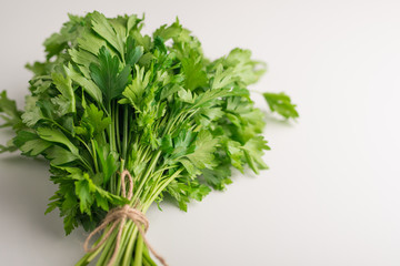 Fresh parsley on white background