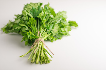 Fresh parsley on white background