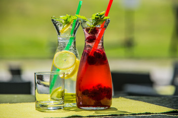 A refreshing summer citrus ice-cold drink.Close up
